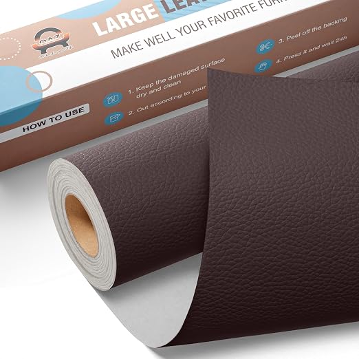 Leather Repair Kit for Furniture 16"x 31.5" Leather Tape Repair Patch Self Adhesive Sofa Vinyl Repair Patch Kit for Car Seat,Couch,Boat Seat,Chair - Dark Brown