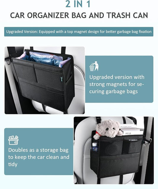 FLORICH 2 Pack Car Backseat Organizer and Trash Can 2-in-1, Premium Hanging Front and Seat Back Organizer, Waterproof Organizer Storage Upgraded for Car Truck SUV