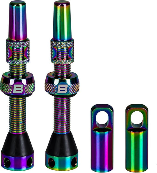 BWSHLF Tubeless Presta Valve Stem 40/44/55/60/65/70/80/100 mm, Super Light Alloy Presta Valve Stem Kit with Valve Core Remover Tool and Valve Stem Caps - Multiple Color and Size Options(Pair)