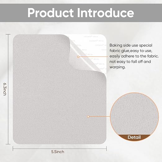 Couch Patch Repair Fabric,6-Piece Self-Adhesive Microfiber Patches,Quick Fix Sofa Chair Car Seat,Furniture,Upholstery Repair Kit. (White)
