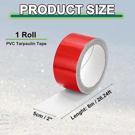 PATIKIL Awning Repair Tape 2" x 26ft Waterproof Canvas Tape High Adhesive Tear Repair Patch Kit for PVC Tarpaulin Tent Awning Fabric RV Sail Boat Cover, Red