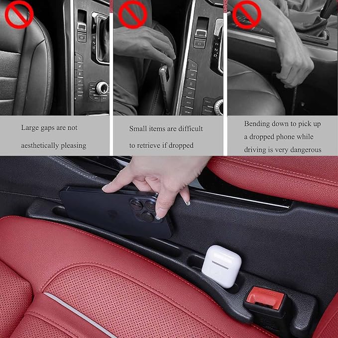 No Drop Seat Guard, Car Seat Gap Filler, Car Gap Filler Organizer, Universal Drop Seat Guards for Car Accessories Interior Prevent Stop Cellphone Wallet Keys Coins and Card from Dropping (black 1)