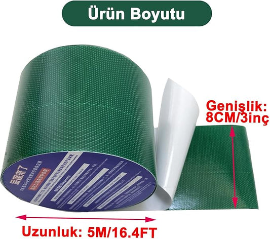 High Adhesive Tarpaulin Repair Tape, Tear Resistance Tent Tarp Repair Patch, Waterproof Heavy Duty Canvas Tarp Repair Tape for Car Boat Truck Roof Camping Woodpile，3.15IN*16.4FT，Green