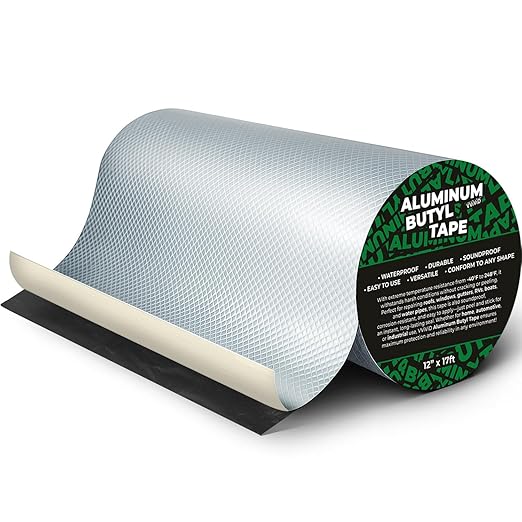 VViViD Aluminum Butyl Tape (12” x 17ft), Maximum Protection, Durable Waterproof Heavy Duty for RV Repairs, Windows, Water Pipes, Gutters, Patching Leaks