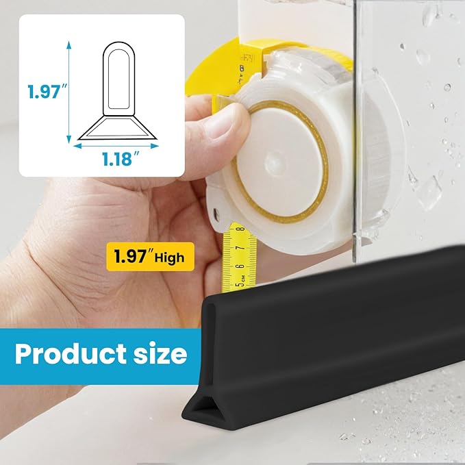 98" Collapsible Shower Threshold Water Dam Shower Water Stopper Barrier Keeps Water Inside Threshold Dry and Wet Separation Suitable for Bathroom Kitchen Sink Bathtub and More