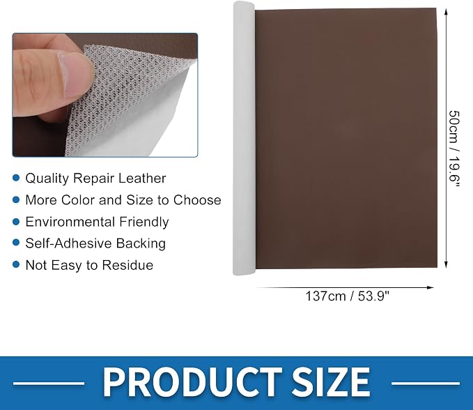 Self Adhesive Leather Repair Patch Strong Stickiness 19.6"x53.9" Leather Repair Tape PVC Faux Leather Light Brown 1 Pcs