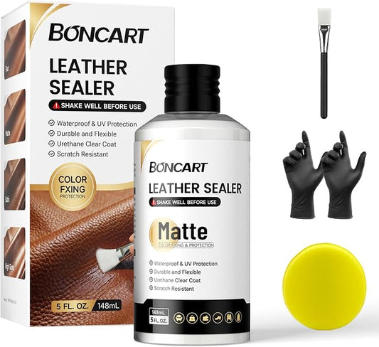 Leather Sealer Scratch-Resistant Leather Finisher, 5fl oz Leather Sealant & Protector Finisher for Dye, Paint，Durable Flexible Urethane Clear Coat for Leather Furniture, Shoes, Bags, Jackets