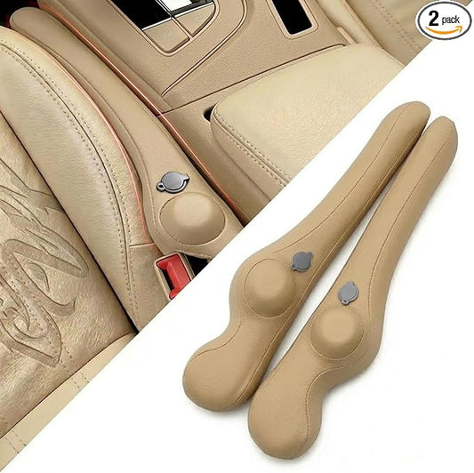 Inflatable Car Seat Gap Filler Strip - 2Pcs Leather Foldable Seat Gap Plug Blocker,Stop Dropping Items,Soft Interior Accessories for All Cars (Beige)