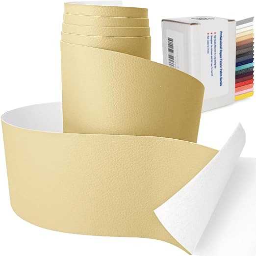 Leather Repair Tape, 3x60 inch, Beige, Self-Adhesive Leather Patch for Furniture, Car Seat Repair, Couch Repair