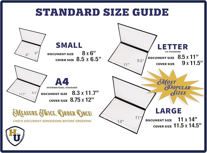Honor U Customizable Faux Leather Document Cover with Metallic Foil Print for Diplomas, Awards, Certificates, Tent-Style Presentation, Non-Padded (Purple, 11x14 (Large))