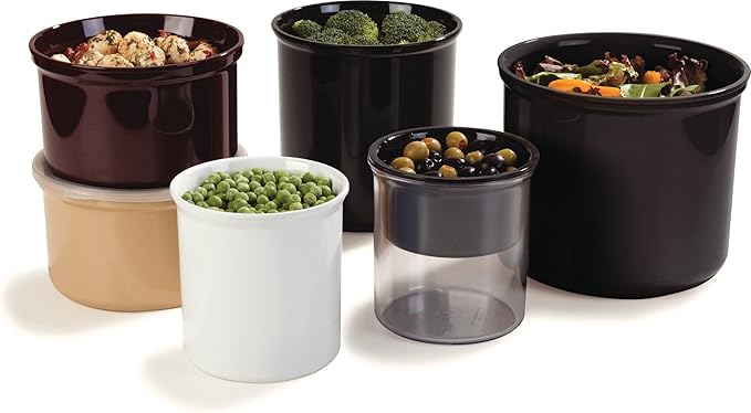 Carlisle FoodService Products Classic Round Storage Container Crock with Lid for Kitchen, Restaurants, Home, Plastic, 1.5 Quarts, Clear, (Pack of 6)