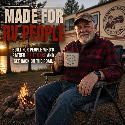Grandpa Earl's Road Tape – Butyl Seal Repair Tape for RV Roofs – 4" x 50' Waterproof Roof Leak Sealant Tape | UV Resistant, Heat Cold Durable, Industrial & RV Roof Tape