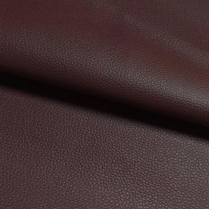 Brown Faux Leather Fabric, 78" x 55" Grained Lychee Vinyl Upholstery Material, Soft Synthetic Leather, for Upholstery Crafts, Furniture Sofa Reupholstery, Boat Seats, Car Interior and DIY Crafts