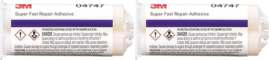 3M Super-Fast Repair Adhesive, 04747, Tranlucent Color,Two-Component, Semi-Rigid, Urethane Adhesive, 47.3 mL/1.6 fl oz Cartridge (Pack of 2)
