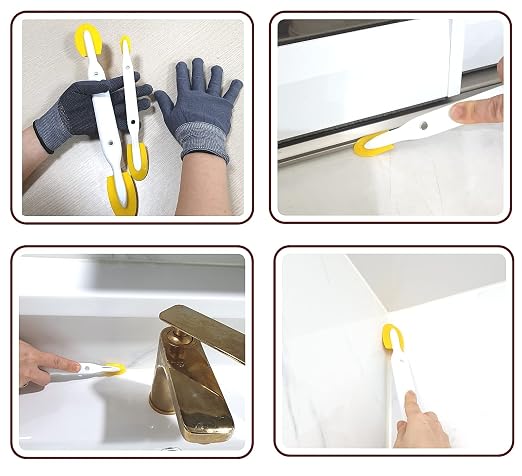 Caulk Caulking Silicone Sealant Finishing Tool (4-Size)- Ideal for DIY, Waterproofing, Grouting. Durable Urethane Rubber Design, Scratch Prevention (Two-Way (L) 3P)