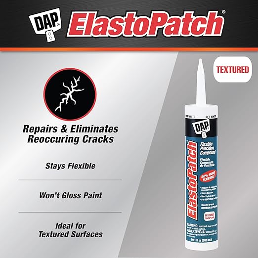 DAP 12286 Elastopatch Textured 02 10.1Oz Raw Building Material, 10.1 oz, Off- White, 10 Ounce (Pack of 2)