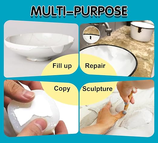 Epoxy Putty White 12oz/340g, 2-Part Fast Repair AB Clay, High-Strength Waterproof Filler for Metal, Wood, Tile, Ceramic & Plastic, Underwater Repair Putty for Leaks, Cracks, Bonding & Sculpting