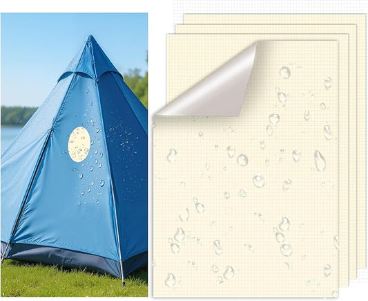 Waterproof Self-Adhesive Nylon Fabric Repair Tape - Tent Repair Kit,4pcs Fabric Patches for Jacket, Clothes, Puffer Down Jacket,Sleeping Bag, Outdoor Gear Tenacious Repairs Tape, White
