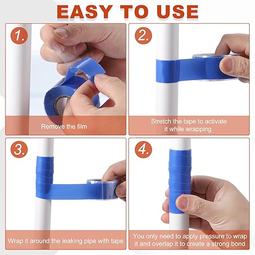 uxcell 2 Pcs Self Fusing Silicone Tape, 1" x 5ft Waterproof Water Leak Sealing Tape for Plumbing Pipe Hose Repair Handles, Black