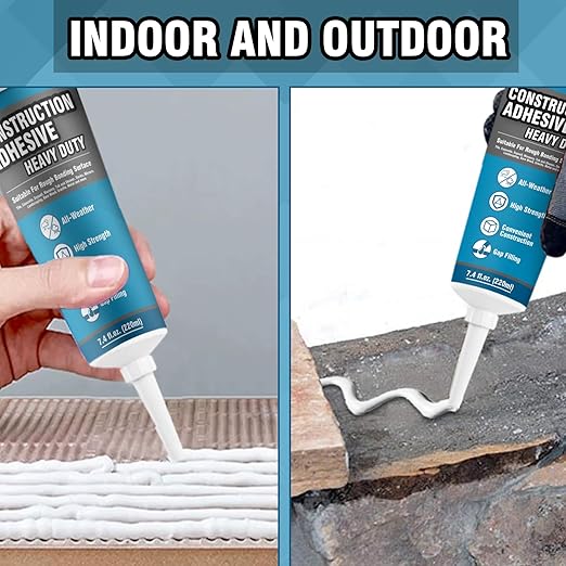 Construction Adhesive Heavy Duty, Cement Glue for Concrete, Floor, Wall, Stone, Wood and More, 7.4 Ounce Tile Squeeze Tube, Suitable for Rough Bonding Surface (220ml*1)