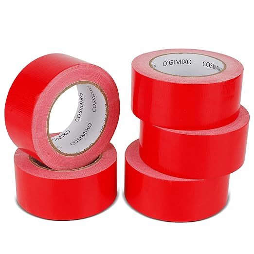 COSIMIXO 5-Pack Red Heavy Duty Duct Tape, 2 inches x 30 Yards, Strong, Flexible, No Residue, All-Weather and Tear by Hand - Bulk Value for Repairs, Industrial, Professional Use