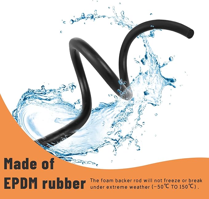 Backer Rod 1/4 Inch Rubber Caulk Saver,Foam Backer Rod for Gaps and Joints,Concrete Expansion Joint Filler,19.6 feet Length