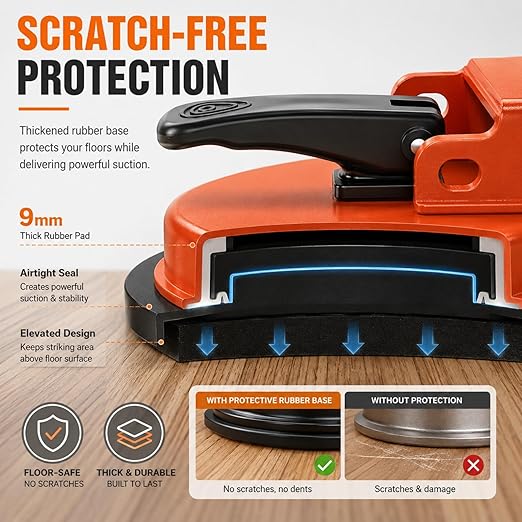 Floor Gap Fixer Tool for Laminate Floor, Vinyl Plank (LVP), Laminate, Hardwood & Tile Flooring，Vacuum Suction Cup & Rubber Anti-Slip Cushion Pad, Eliminate Unsightly Gaps Instantly (Without Mallet)