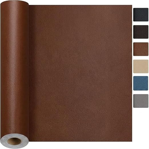 Qextce Leather Repair Patch Tape, Brown, 17x100 Inch | Self-Adhesive, Waterproof, Wear Heat Resistant, Vinyl Leather Repair Kit, For Furniture, Car Seat, Sofa, Couch, Luggage