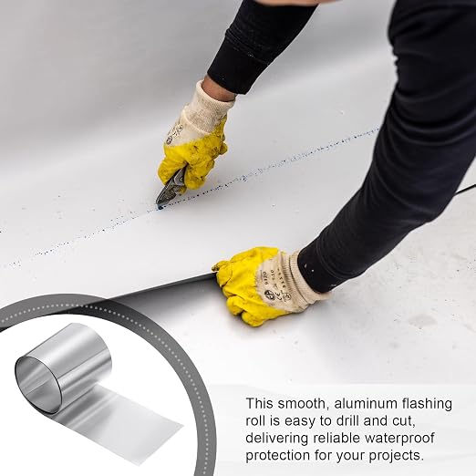 uxcell Aluminum Flashing Roll, 3in x 3.3ft Metal Roof Panels 0.6mm Waterproof Aluminum Sheet Roll for House Repair, Roof Flashing, Sealing Windows Doors, DIY Projects