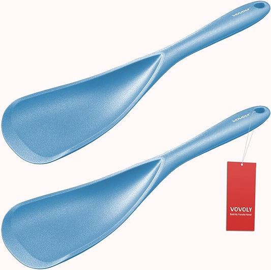 Cooking Spoon for Nonstick Cookwares, VOVOLY Silicone Spoon for Mixing, Scoop, and Scrape,Seamless Design, 12.6'', 2 Pack, Starry Blue