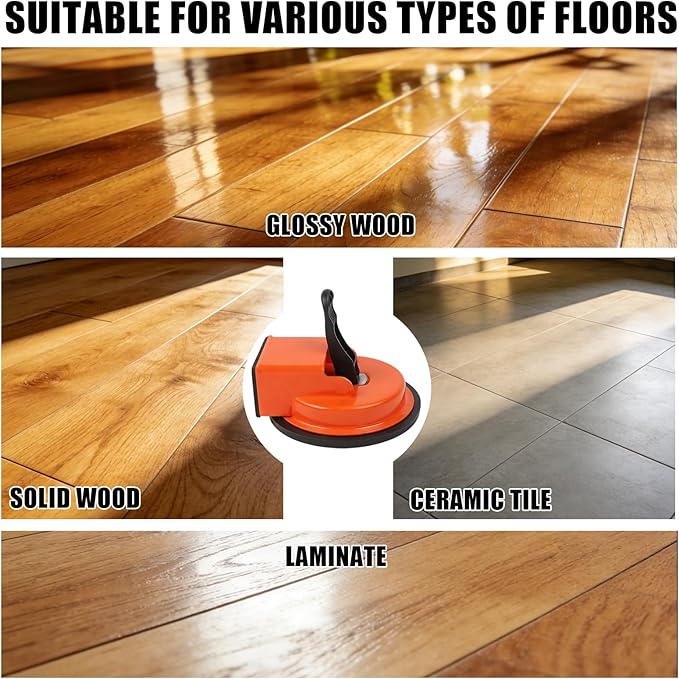 Floor Gap Fixer Tool, Newly Laminate Floor Gap Repair Tool, Enhanced Vacuum Suction Cup, Floor Suction Cup Tool for Gaps, Vinyl, Wood & Tile Flooring (Orange with Hammer)