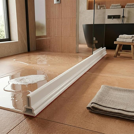98Inch Collapsible Threshold Water Dam 1.5" high Walkin Shower Guard To Keep Water In Shower Stall Water Barrier Silicone For Dry And Wet Bathroom Kitchen Wheelchair Accessible