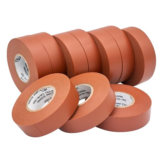 TradeGear Brown 10 Pack - UL Listed Colored Electrical Tape, 60 ft x 3/4 in, 600V, Flame Retardant, Waterproof, Rubber Adhesive - Phase Marking, Wire ID, Automotive