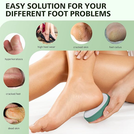 BALUCA Glass Foot File Callus Remover for Feet - Nano Glass Foot Scraper Scrubber Dead Skin Removal for Cracked Heels,Professional Pedicure Tool for Home, Salon, and Travel (Green)