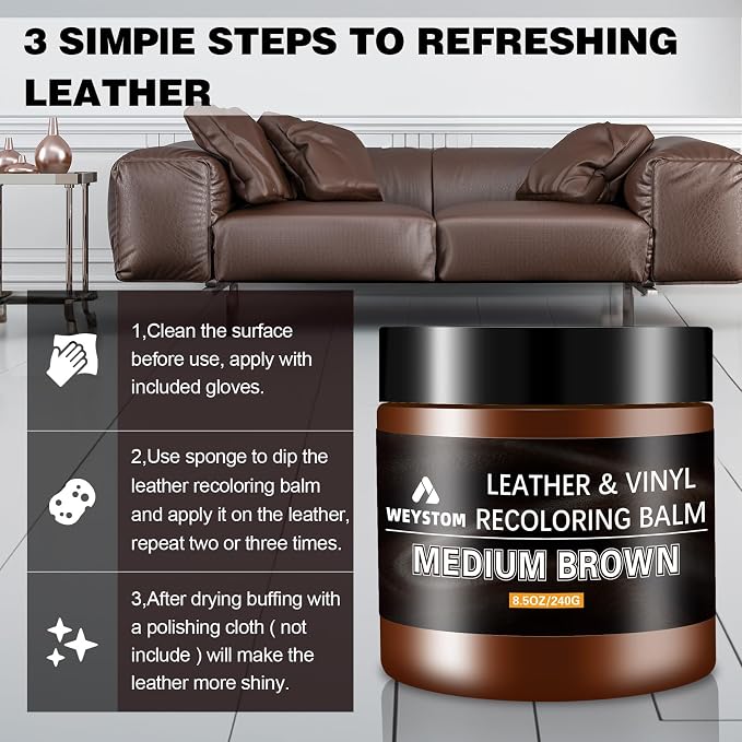 Leather Recoloring Balm, Color Restorer Conditioner, Leather Dye for Furniture, Couch Paint and Repair, Scratch Remover, Leather Color for Couches, Leather Repair Kits