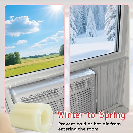 Birllaid Window Sealing Tape, Window AC Insulation Air Conditioner Sealing Tape,3 Inch x 99 FT(33 Yards), No Residue, Clear