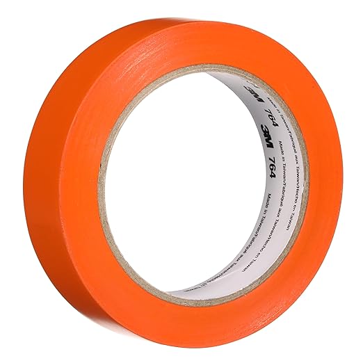 3M Vinyl Tape 764, General Purpose, 1 in x 36 yd, Orange, 1 Roll, Light Traffic Floor Marking Tape, Social Distancing, Color Coding, Safety, Bundling