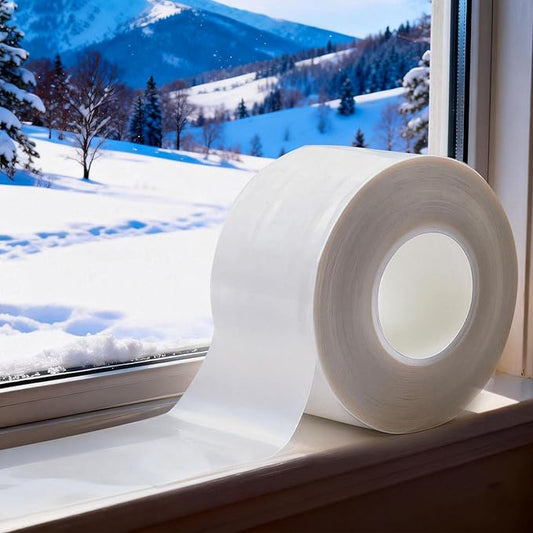 Window Sealing Tape Weather Stripping 2 Inch x 50 Yards Clear Window Insulation Draft Isolation Sealing Film Tape for Shower Glass Gaps Seal Windproof, Residue Free(2 Inch x 50 Yards White)
