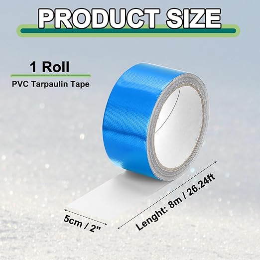 PATIKIL Awning Repair Tape 2" x 26ft Waterproof Canvas Tape High Adhesive Tear Repair Patch Kit for PVC Tarpaulin Tent Awning Fabric RV Sail Boat Cover, Blue