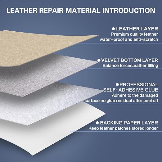 Self Adhesive Leather Repair Patch Kit, 35 in x 79 in Large Vinyl Leather Repair Tape for Furniture, Car Seat, Couch, Sofa, Chair Beige