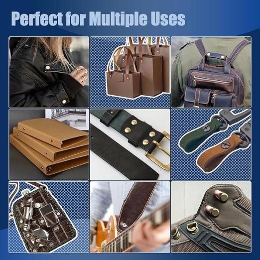 130 Sets Bronze Chicago Screws Leather Rivets Kit, 7 Sizes (M5*4,5,6,8,10,12,15) & 3 Screw Lengths (M4*3,4,5) for Belts, Bookbinding, DIY Leather (Bronze)