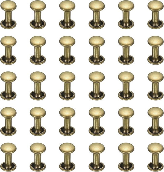 uxcell 300 Sets Double Cap Leather Rivets, 6x10mm Round Cap Metal Studs Rivets for Leather Craft Repair DIY Purse Belts Bags Shoes, Bronze
