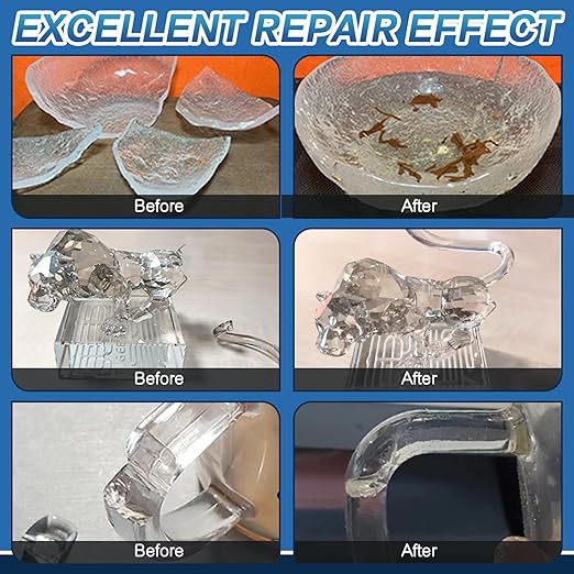 Glass Glue Clear Repair Heavy Duty 30 g, Super Glue for Glass with Anti-Clog Cap, for Acrylic, Mirror and More, Waterproof, Heat-Resistant (Clear, 30 Grams * 1 Pack, Glass Glue)