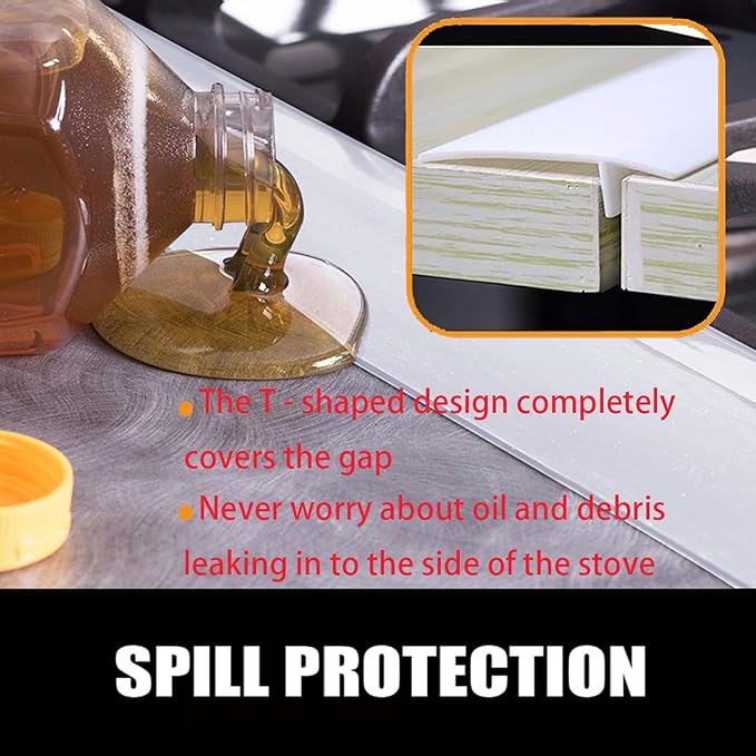 SEVCHY Silicone Stove Gap Covers (2 pack), Oven Gap Filler, Heat Resistant Stove Gap Filler, Seal Gap between Stovetop and Counter, Easy Clean (25 inch, White)