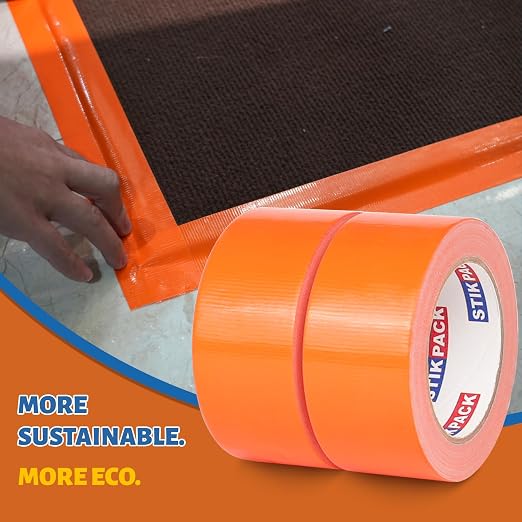 2 Rolls Orange Duct Tape, Heavy Duty Strong Industrial Colored Duct Tape 9mil x 2inch x 25yds Flexible, No Residue, Waterproof and Tear by Hand, Multi-Use for Indoor & Outdoor Repairs
