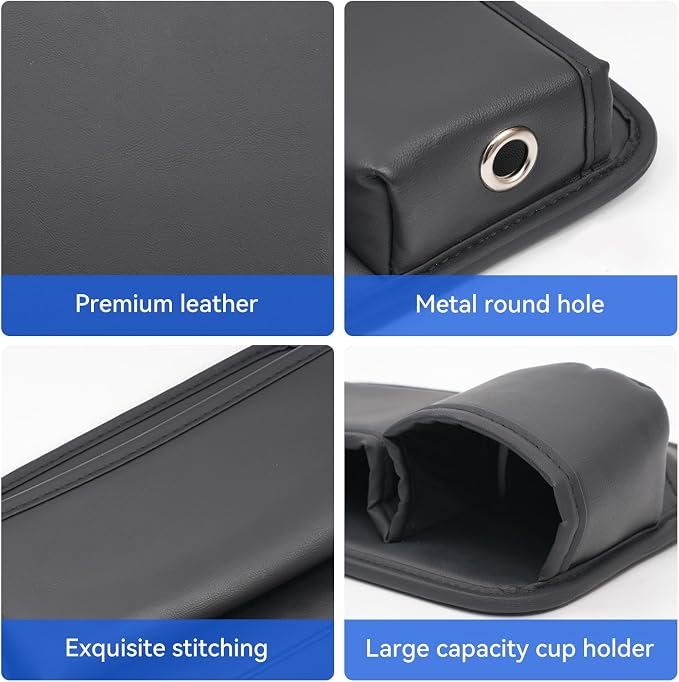 Car Seat Gap Filler Organizer, PU Leather Car Accessories Organizer, for Front Seat,Console Organizer for Phone, Keys and Small Items, It has a cup holder and a long storage slot. （Passenger side）