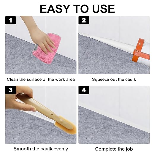 4 PCS Caulking Spatulas Tool, 4 Size Rubber Applicator Silicone Caulk Finishing Tool, Caulk Smoother for Corners, Tiles, Walls, Floors, Bathrooms, Kitchens