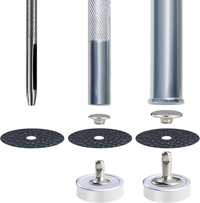 YORANYO 340 Sets Leather Rivets Kit Mixed Sizes Rivets for Leather Double Cap Rivets Studs for Clothing Fabric with Leather Crafting Rivet Tool for Repair Decorate Clothes Shoes Bags Belts (Silver)