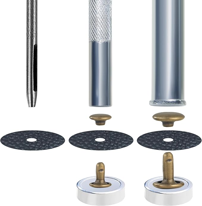 YORANYO 340 Sets Leather Rivets Kit Mixed Sizes Rivets for Leather Double Cap Rivets Studs for Clothing Fabric with Leather Crafting Rivet Tool for Repair Decorate Clothes Shoes Bags Belts (Bronze)