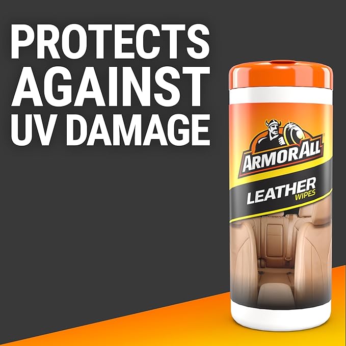 Armor All Leather Car Cleaner Wipes,Canister,Leather Treatment and Car Care,20 Count (Pack of 6)